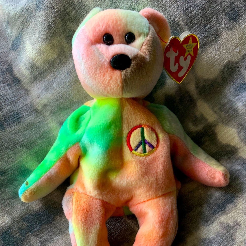 Peace bear beanie baby